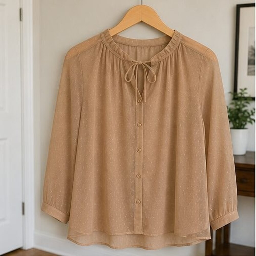 Camel Smocked Top
